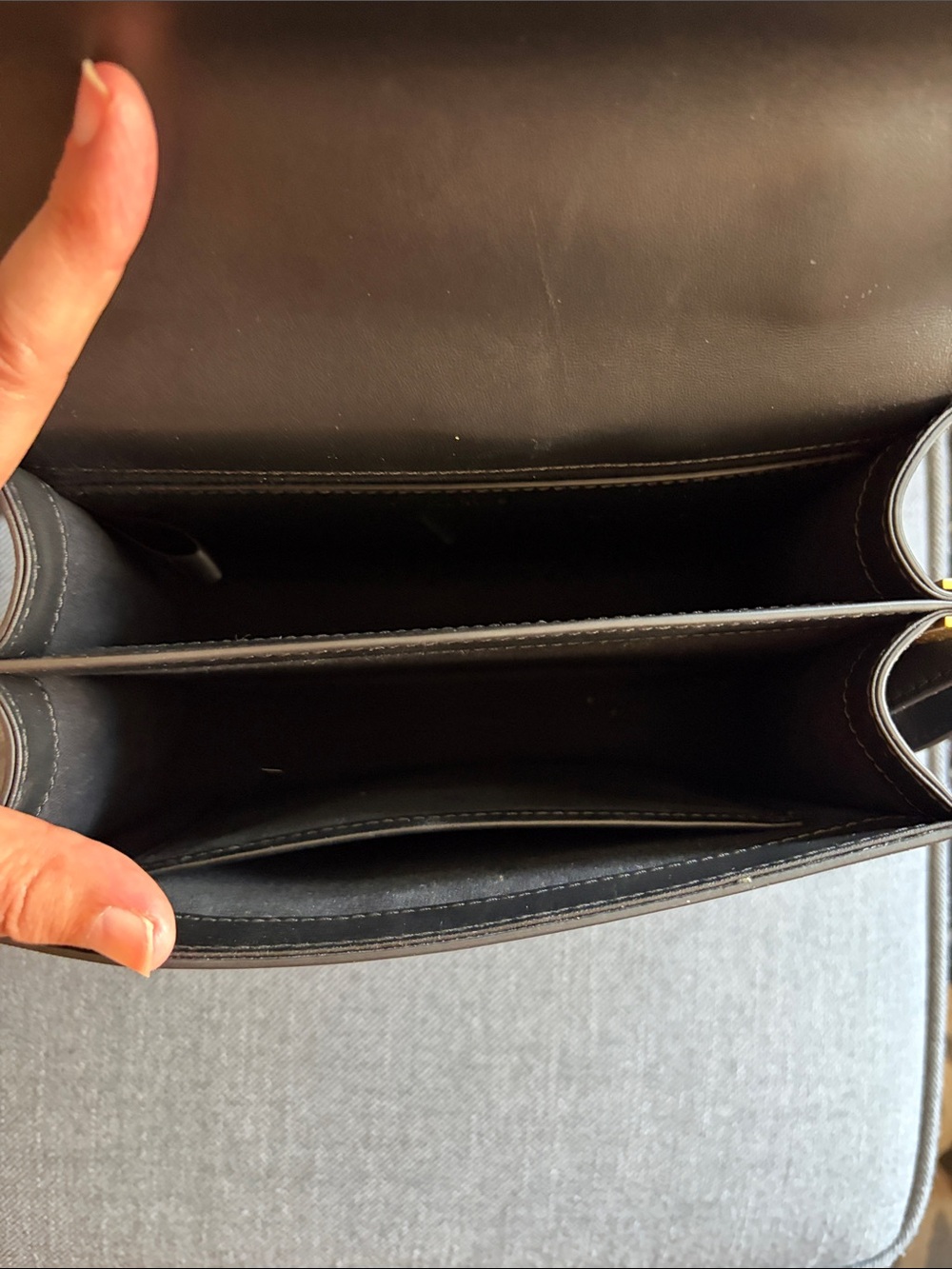 Quince Black Leather Top-Handle Crossbody Bag with Gold Hardware - Picture 7 of 7